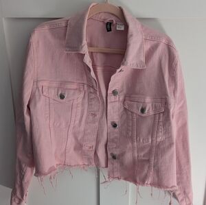 Cropped pink denim jacket size 10 H&M Divided